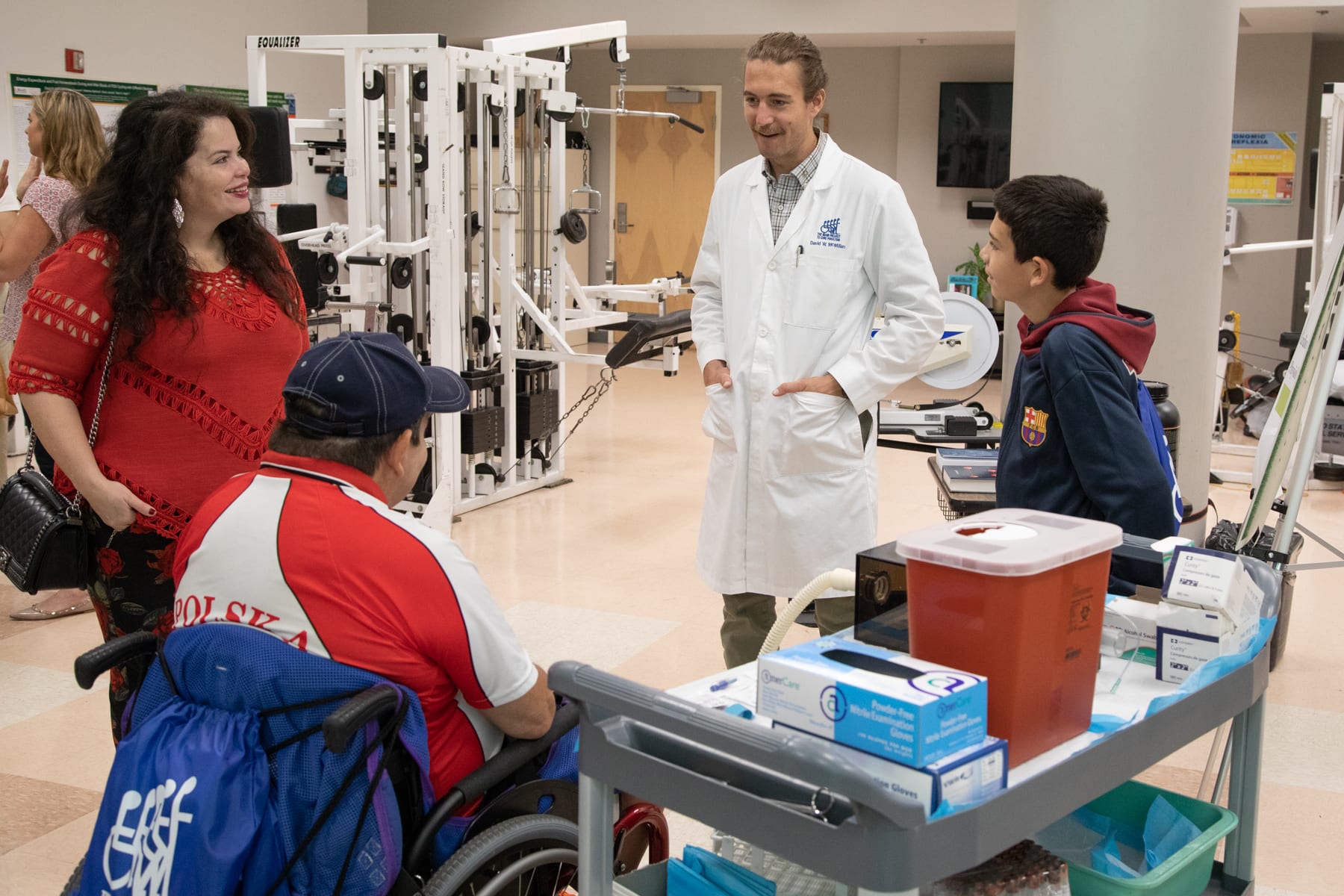 David McMillan describes his research to Open House attendees.